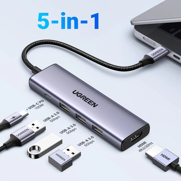 Ugreen USB-C Multi-Port Hub 3xUSB + HDMI1.4 + 1xUSB-C with Power Delivery 3